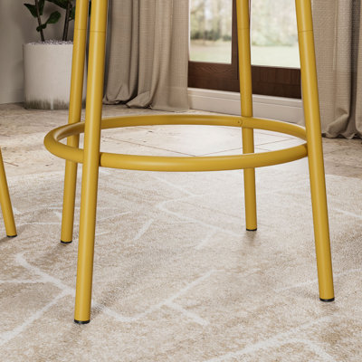 3 Pcs Dining Table and Chairs Set with 2 Stools Dining Table Set Faux Marble Tabletop for Home or Hotel Dining Room, Kitchen or Bar