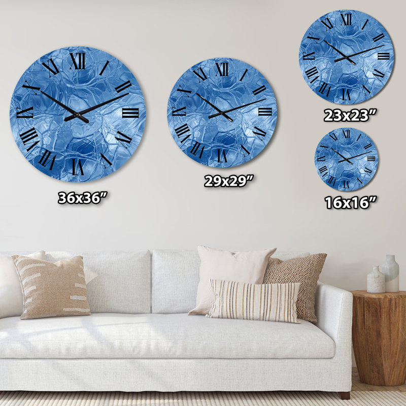 Blue Ice Structures - Modern wall clock, Oversized