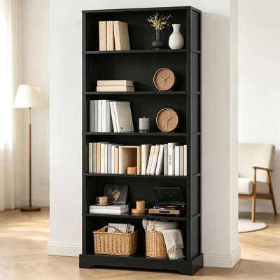 Bibliothèque en bois à 6 niveaux, tablette de rangement ouverte de style champêtre, bibliothèque autoportante pour bureau, salon, chambre et salle d'étude