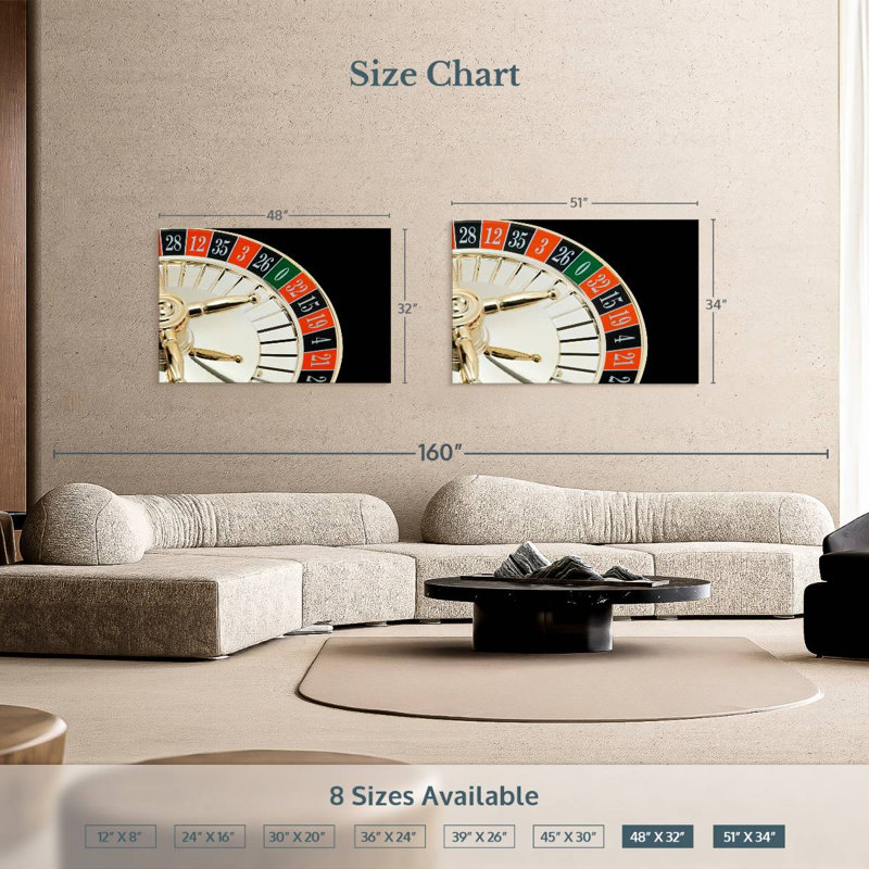 Senne roulette de casino doré, H 34 po x l 51 po