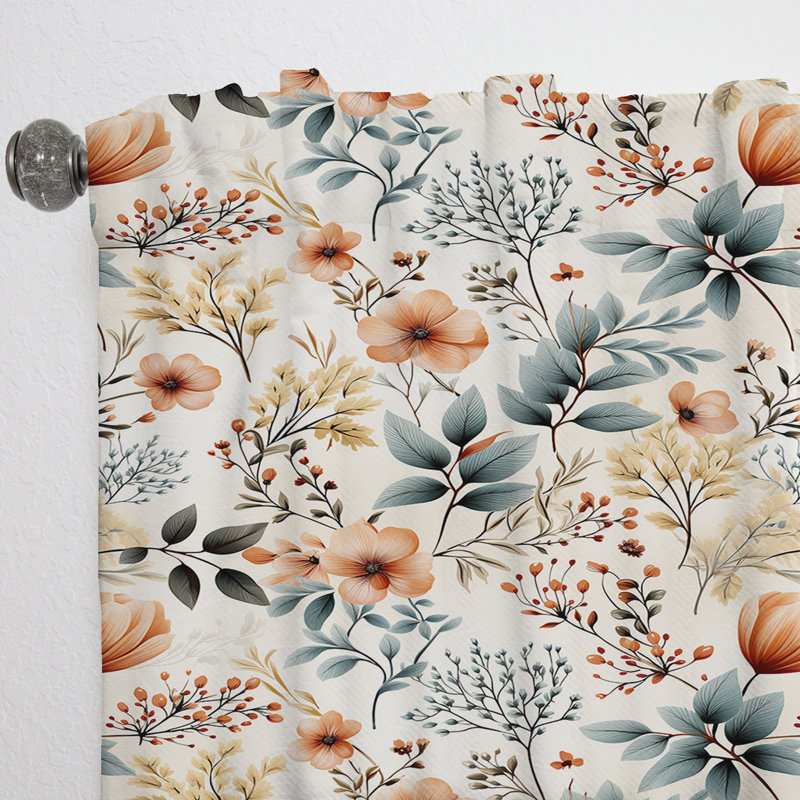 Botanical Flowers Rustic Charm I - Rideau floral - Rideau floral obscurcissant - 1 panneau, L 52 po x L 84 po