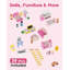 Maison de poupée en bois Suteck, grande maison de poupée en bois rose avec 39 accessoires pour filles