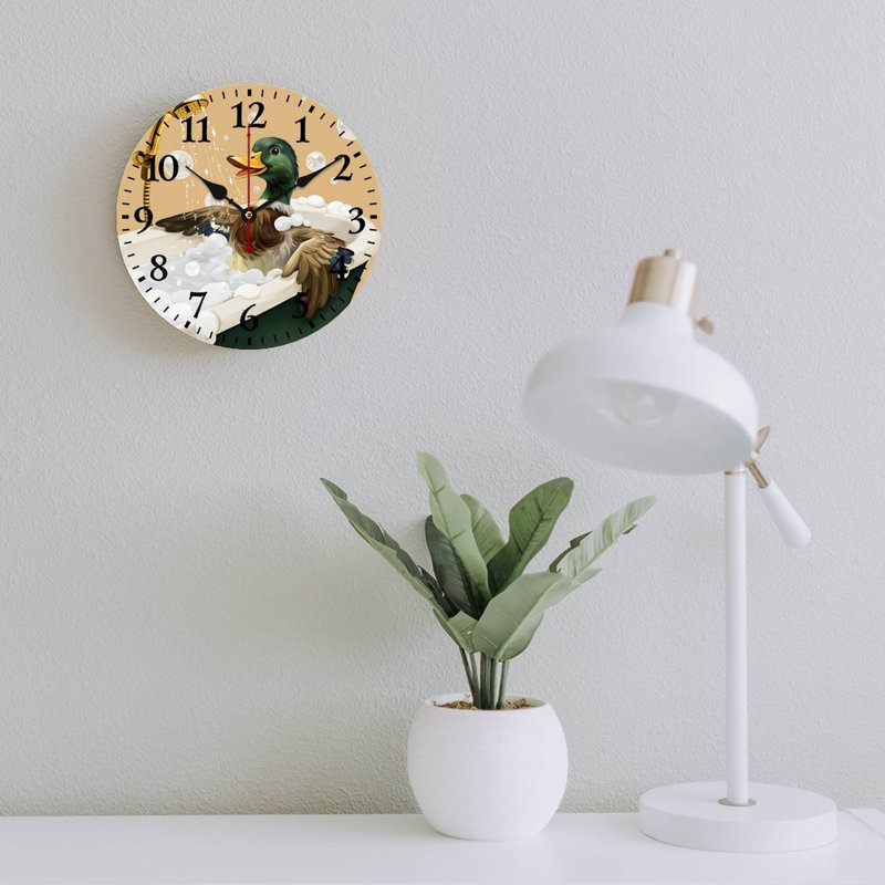 Bathing Duck Decorative Wall Clock, 12 X 12 Inch