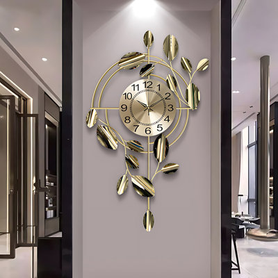 29 Inch Decorative Iron Wall Clock For Living Room, Kitchen, Dining Room, Study - Silent Non-Ticking Home Decor