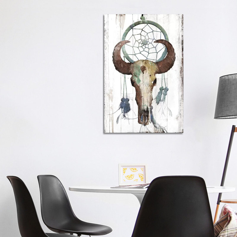 Bull with Dreamcatcher 1 Piece Wrapped Canvas Wall Art, 101.6 cm H x 66.04 cm W x 1.91 cm D