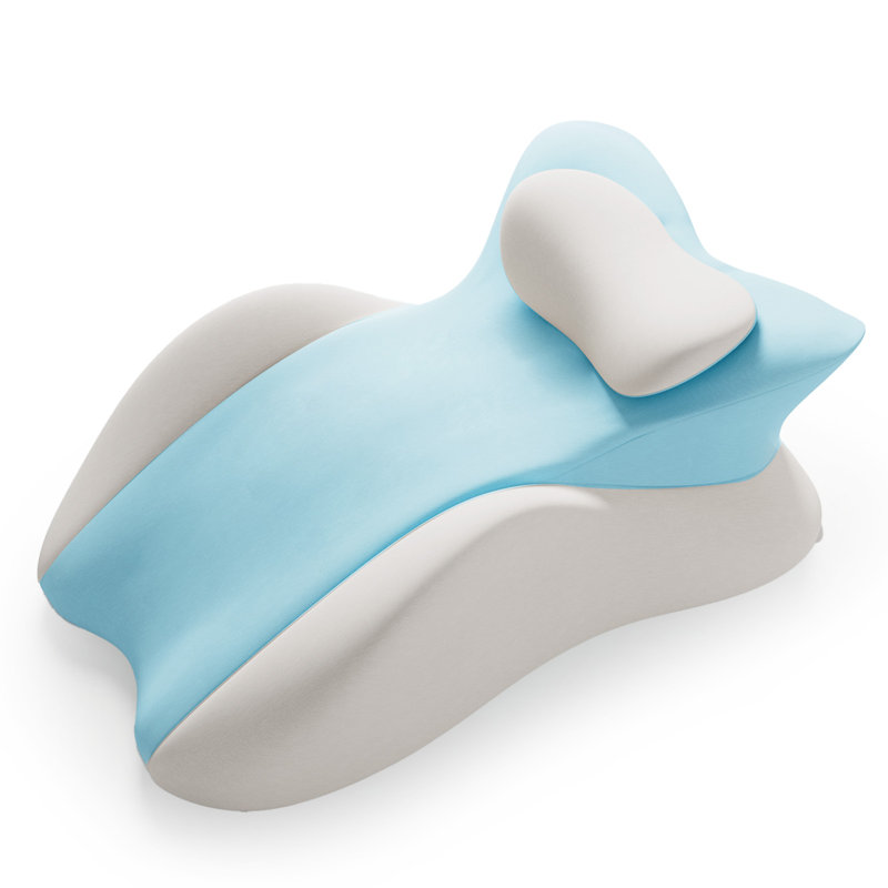 Memory Foam Prone Pillow, Ergonomic Wedge Pillow For Reading, Back And Neck Support, Blue/Gray