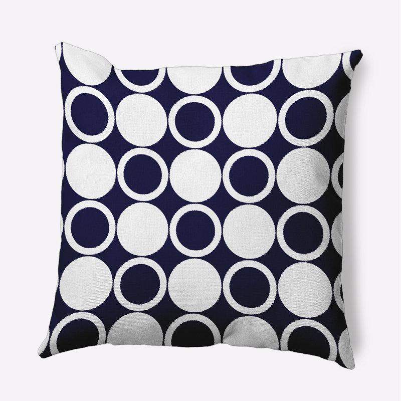 Housse de coussin d'extérieur carré à imprimé géométrique Cuban Flare, Bleu marine, 16 po x 1 po