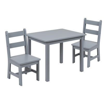 Brittanya Kids 3 Piece Solid Hardwood Table and Chair Set for Playroom, Kitchen by Harriet Bee
