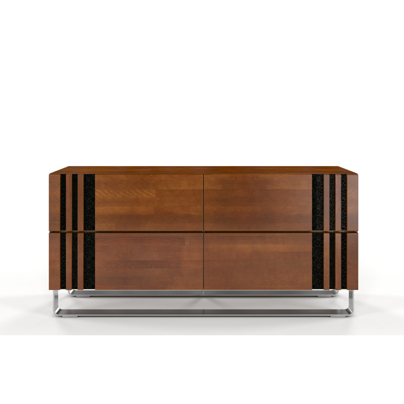Eng Solid Wood 160 cm W Chest of 4 Drawers, Walnut