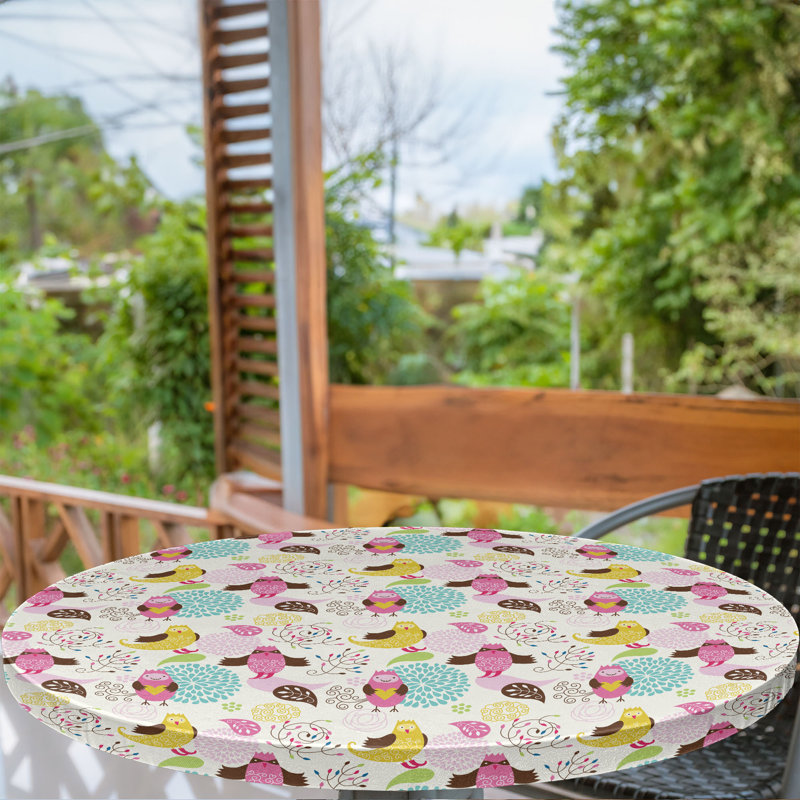 East Urban Home Cartoon Fitted Round Tablecloth Multicolor, 64.17" Round