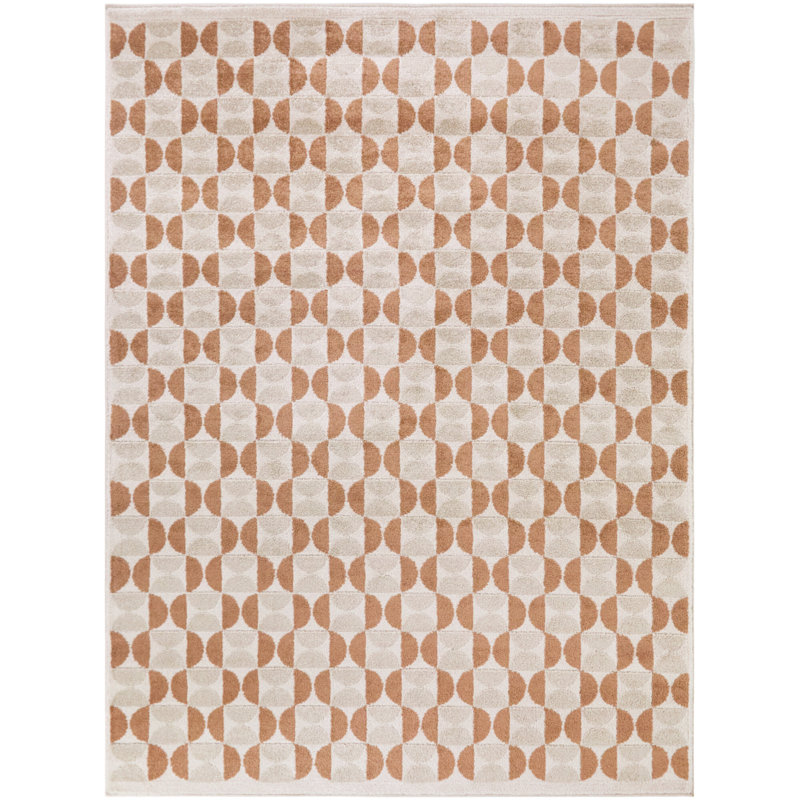 Teresita Copper Geometric Half-Circles Area Rug, 5'3" x 7'