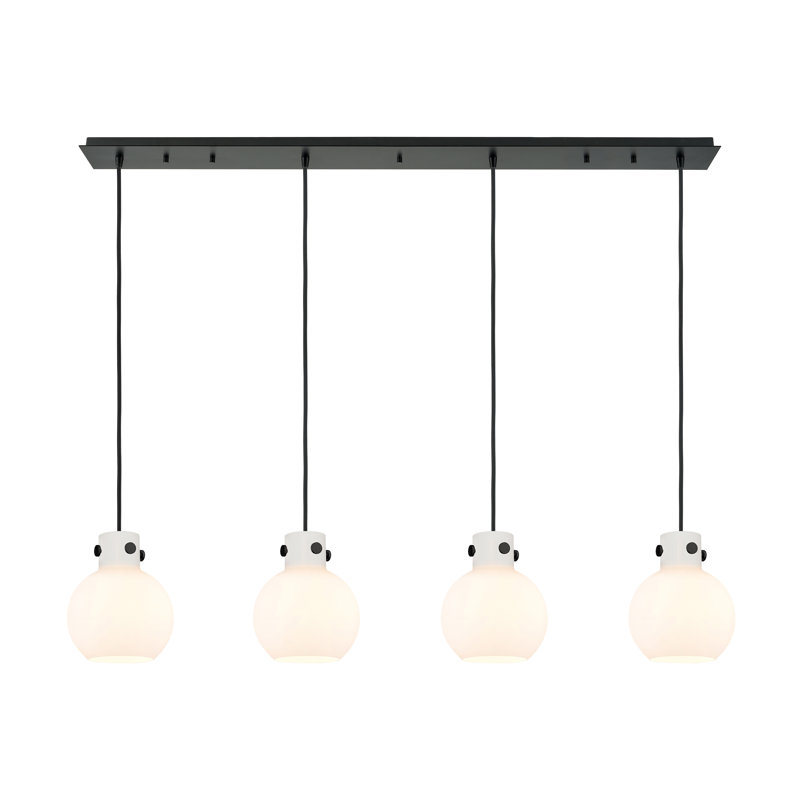 Luminaire suspendu sphère 4 lumières Amrith, Blanc, Noir mat