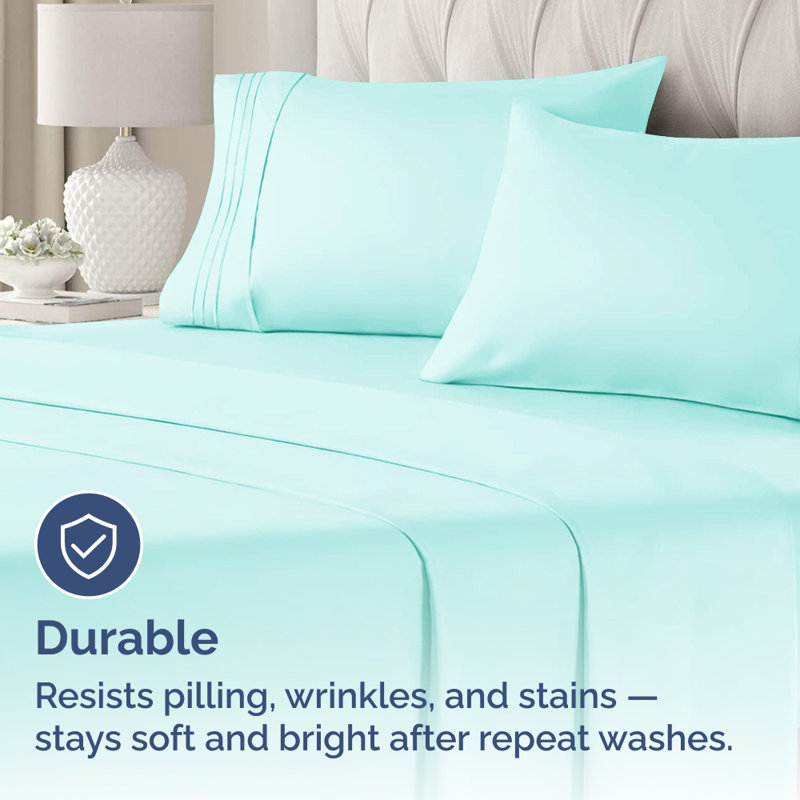 Microfiber Pillowcase Set of 2, Soft Double Brushed Pillow Covers, Breathable & Easy Care, Spa Blue, King