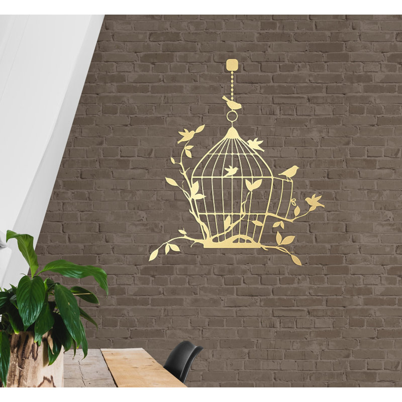 Free Birds Outside the Cage Metal Wall Decor Art for New Office & Home Decoration Housewarming Gift, 34" H x 29" W x 0.5" D