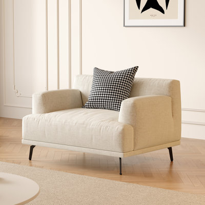 41.3" Breathable Cotton-linen Fabric Sofa, Solid Wood Frame, High-elastic Sponge Seat Cushion