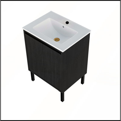 Meuble-lavabo 24 po avec lavabo et portes à fermeture douce pour une stabilité accrue