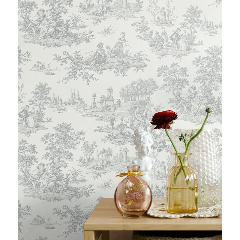 Spurling Peel & Stick Toile Roll, Argos Gray