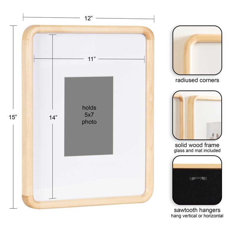 Rounded Rectangle Wood Frame Set, Beige, 5" W x 7" H