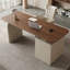 Bureau moderne en noyer de 70,9 po avec plateau en bois massif et 3 tiroirs de rangement Dunte-856272574