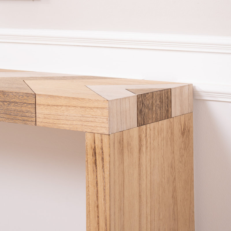 Console moderne, table de vestibule avec plateau à chevrons, canapé en bois manufacturé pour le couloir, le salon ou le bureau