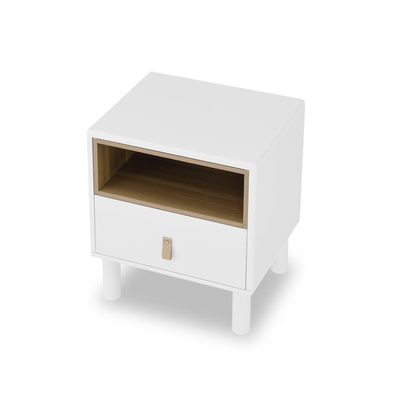 Single drawer bedside table, modern style bedside table, wooden bedside table, bedside table, White