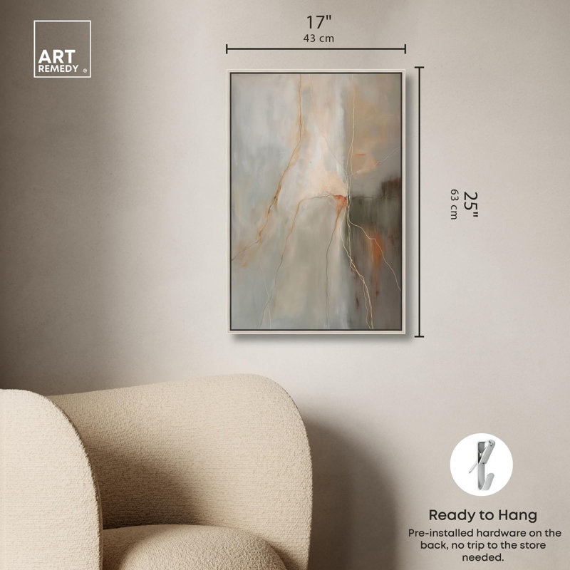 Toile «Fiery Traces III» par Art Remedy, H 25 po x l 17 po, Cadre argenté