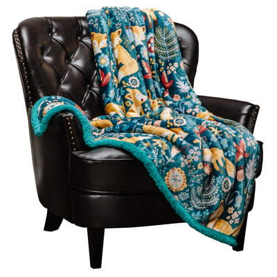 Gold Fox Print Soft Plush Throw Blanket