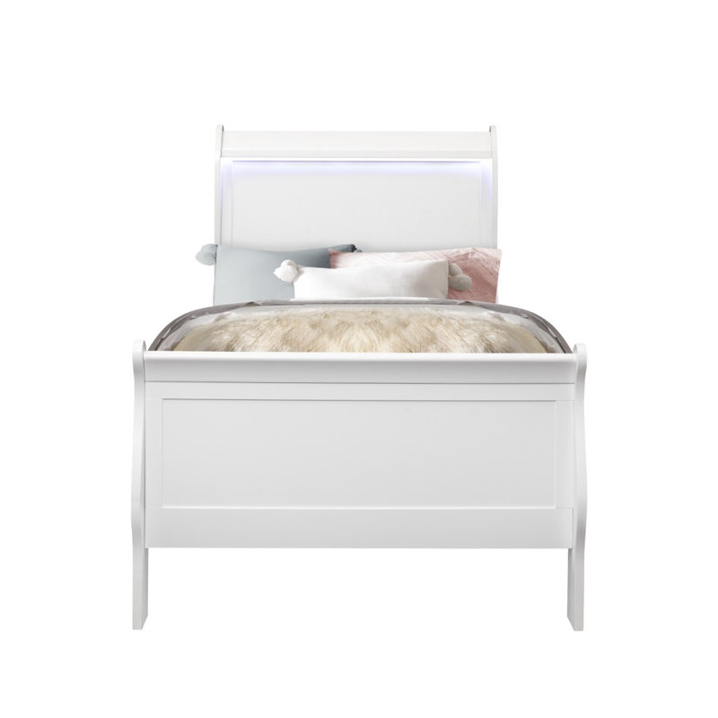 Lit simple blanc CHARLSTON, Lit simple, Blanc