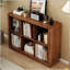 Bibliothèque à 6 cubes, tablette horizontale basse de 40 pouces de large avec bord courbé, bibliothèque en bois à 2 niveaux pour un décor de maison de campagne moderne