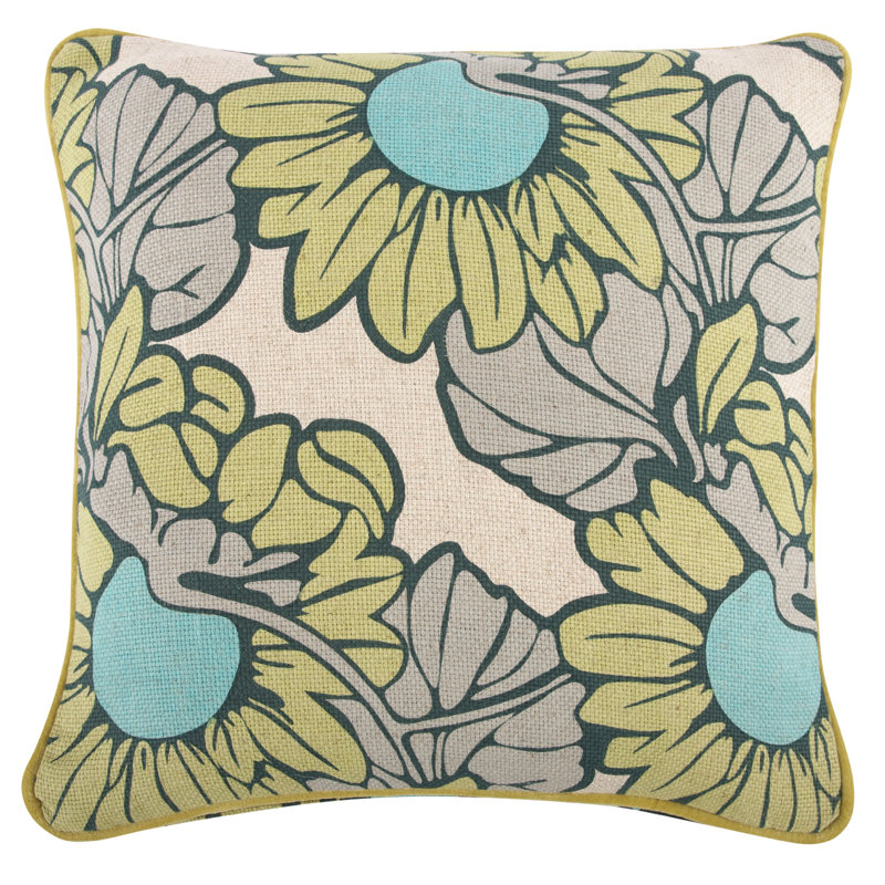 Floral Cotton Blend Reversible Throw Pillow