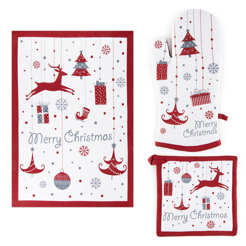 Merry Christmas Cotton Kitchen Towel Linen Set