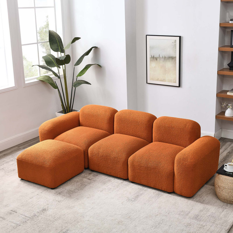 Canapé modulaire en L 4 pièces, Orange moelleux