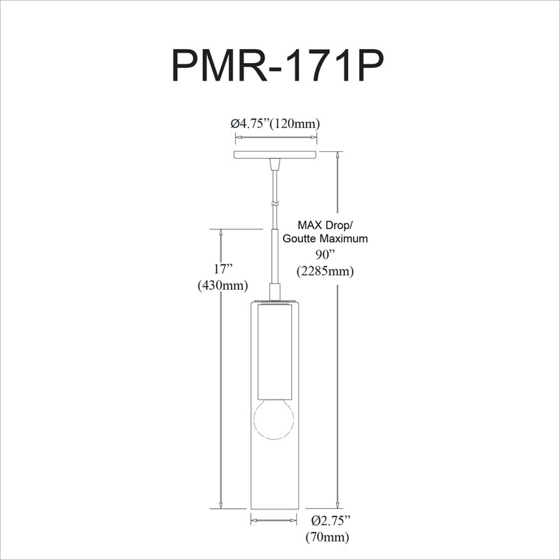 Luminaire suspendu incandescent 1 lumière Palmer, Laiton vieilli