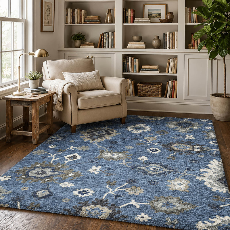Tapis Oushak Dream Shag ADS753, lavable à la machine, de qualité supérieure, Blue, 3 pi x 5 pi