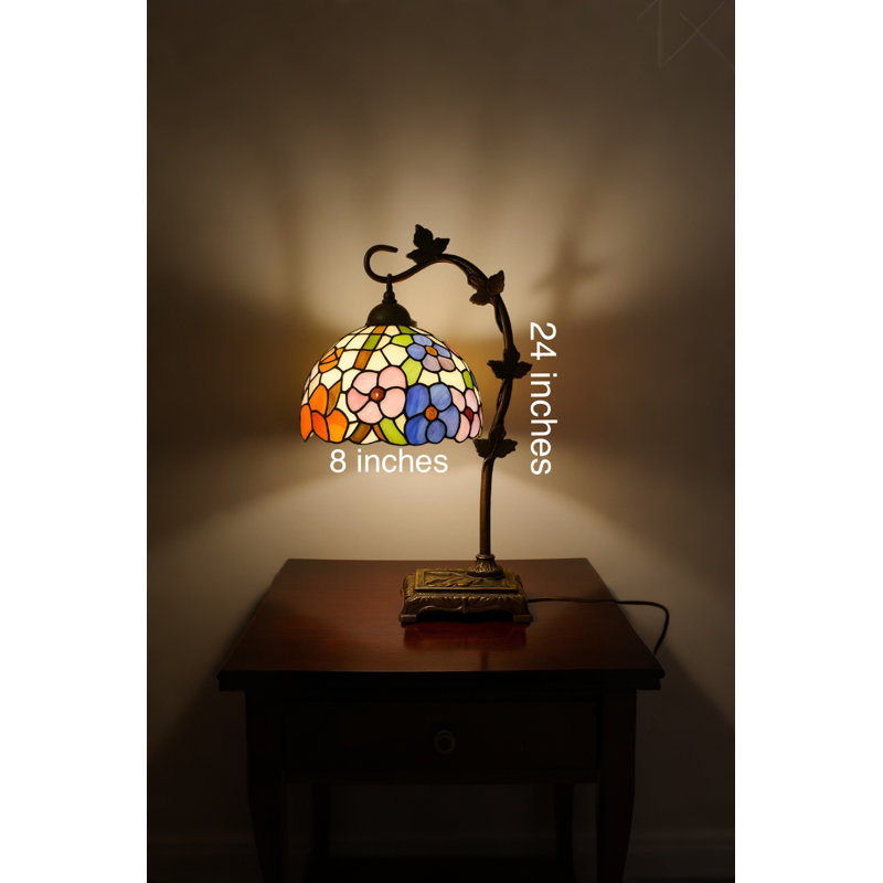 Belle lampe de chevet en mosaïque en verre coloré Tiffany, Bleu