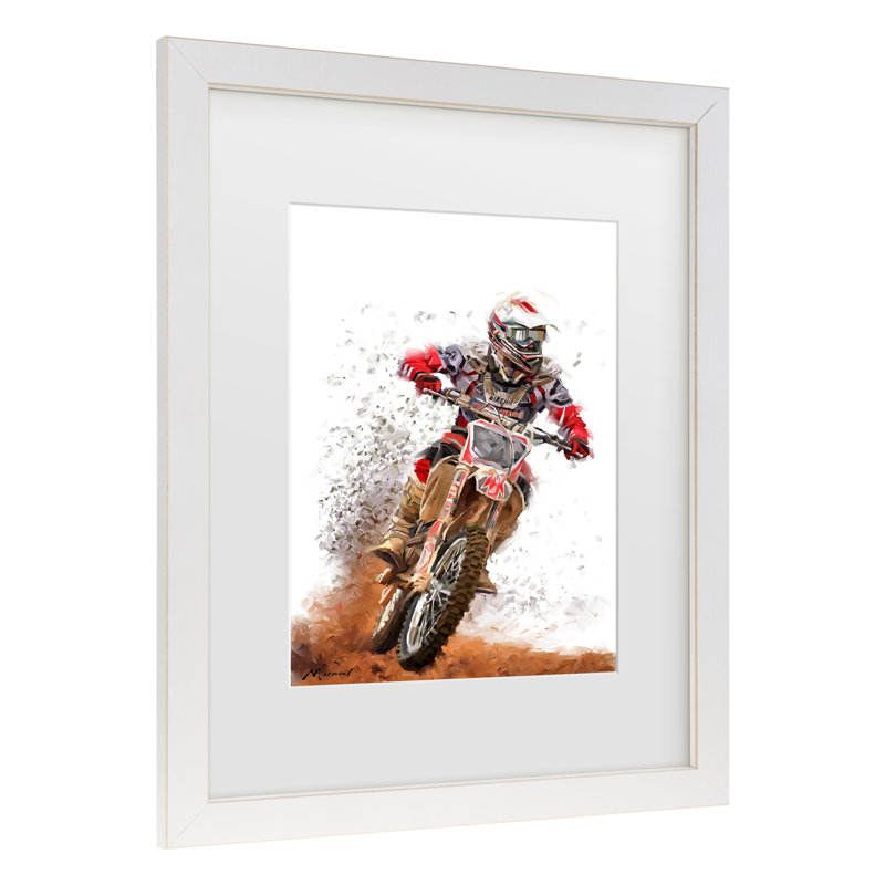 The Macneil Studio «Motocross», art encadré mat, H 16 po x l 13 po x P 0,75 po, Blanc