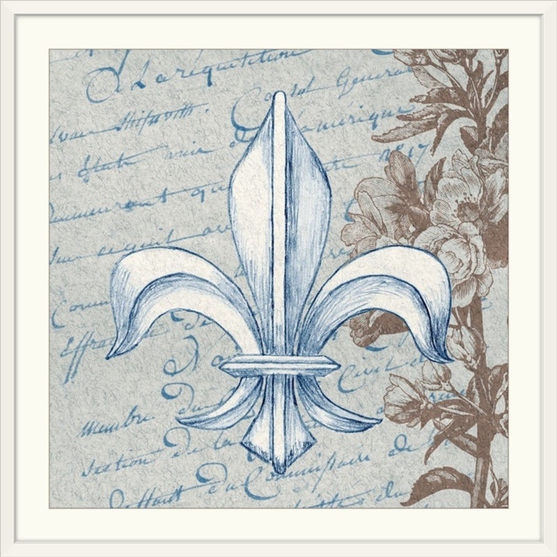 « french fleur de lis ii », impression, H 28 x l 28 po x P 1 po, Cadre blanc