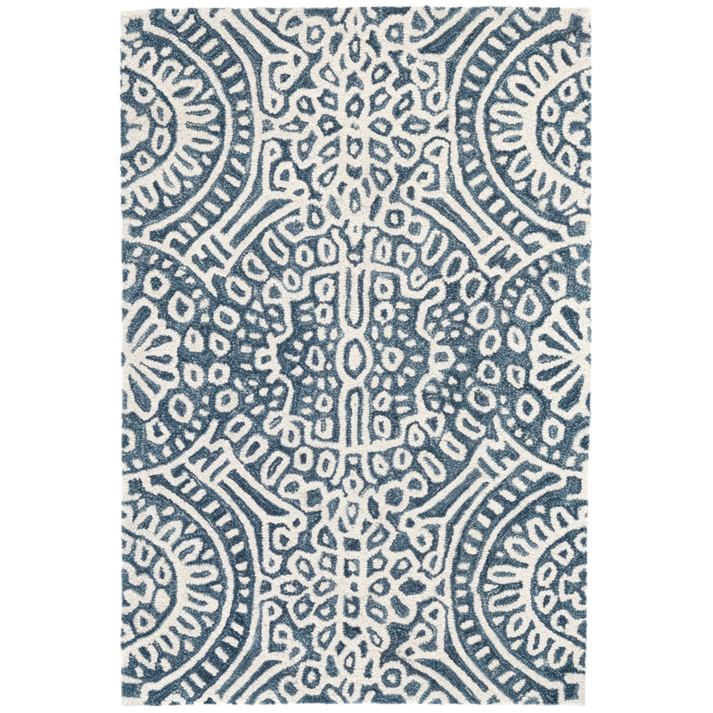 Tapis en laine crocheté à la main Temple Ink, Rectangulaire 3 pi x 5 pi