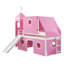 Lit mezzanine simple avec glissade, tente et tour rose, cadre de lit mezzanine pour enfants