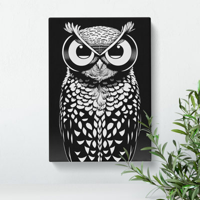 Owl Art Monochrome No.2 - Wrapped Canvas