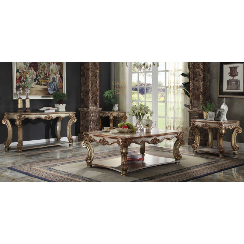 Table de canapé Carlene, Patine dorée, H 30 po x l 56 po x P 23 po