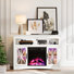 Tv Stand With 18'' Fireplace Insert, Entertainment Center With Adjustable Shelves And Led Lights