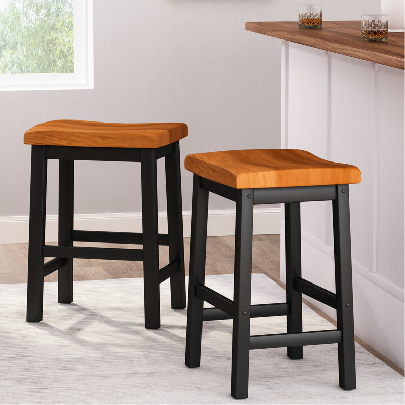 Tabouret de selle en bois de 24 po en noyer