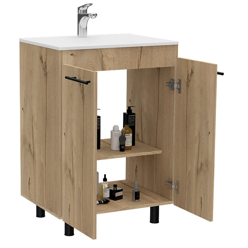 Armoire de plancher Oxnard, salle de bain, Chêne clair
