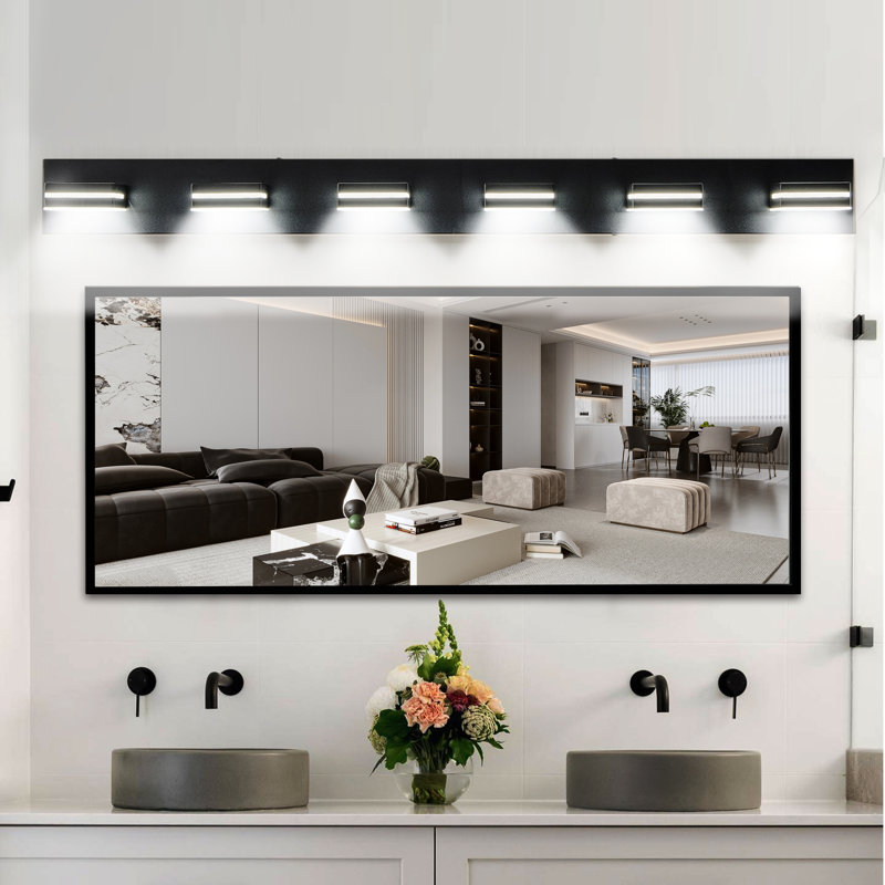 Black 6-Light Dimmable LED Vanity Light with 360° Rotatable Lamp Heads for Bathroom, Vanity, Mirror, and Living Room, 6
