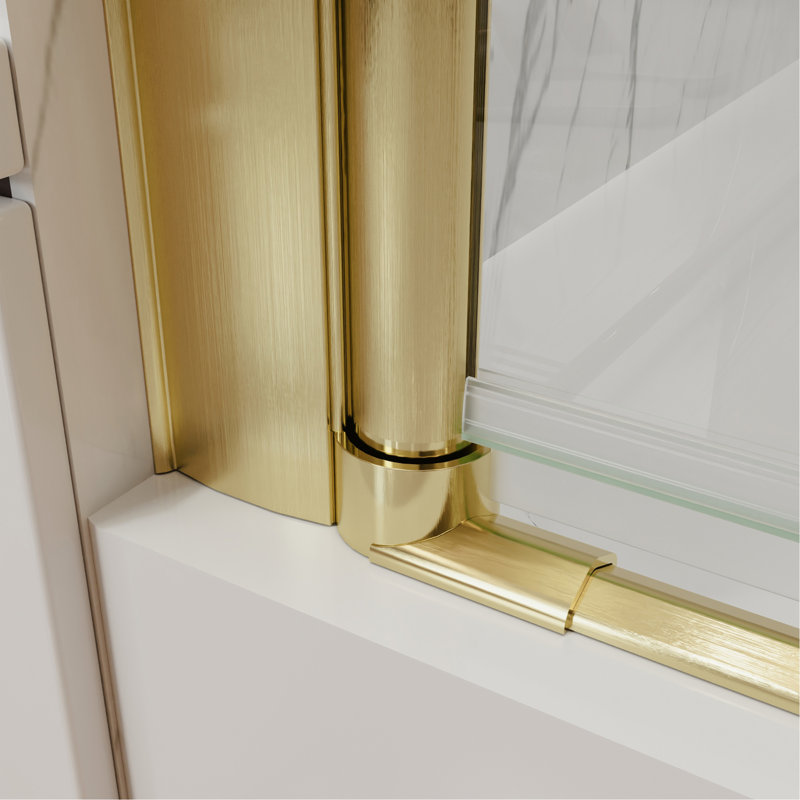 34-36 In.W X 72 In.H Pivot Frameless Shower Door,1/4 In. Clear Glass Pivot Swing Shower Doors In Brushed Gold,Pivot Shower Door Reversible Installation