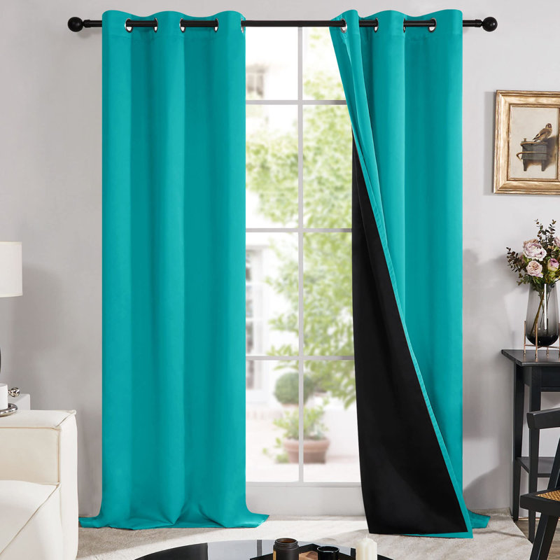 100 Percent Blackout with Liner Grommet Curtain Panel (Set of 4), 42" W x 84" L, Orange