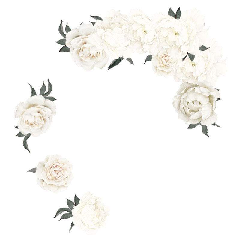 Pivoine rose, fleurs, art mural, autocollants, chambre d'enfant, décoration de chambre de bébé