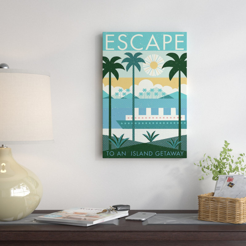 Affiche rétro de voyage : échapper rétro sur toile tendue, H 18 po x l 26 po x P 1,5 po