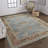 Friderike Floral Hand Knotted Wool Cool Blue/Brown Area Rug-868049789